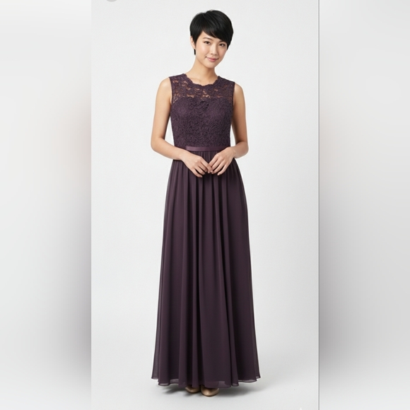 David's Bridal Dresses & Skirts - David's Bridal Dress Maxi Purple Lace Fairy Whimsigoth Floral Formal 10